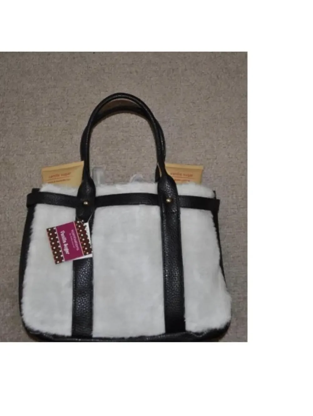 Bath & Body Fur Purse Tote Set White 4 Pc Lotion Gel Gift Set Vanilla Sugar